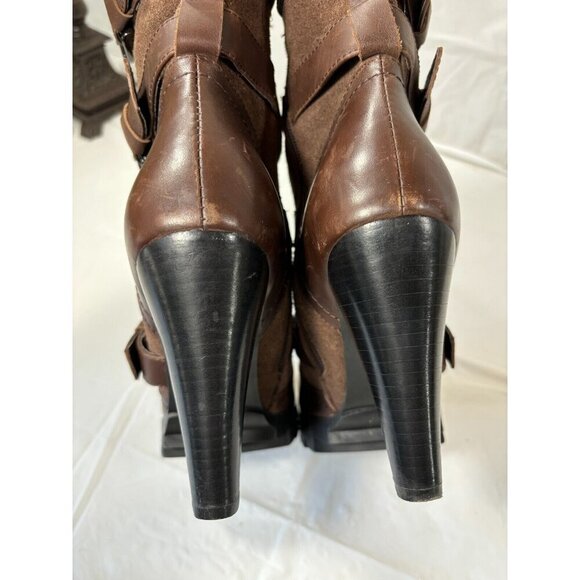 DIANA Dark Brown strappy leather boots - Picture 5 of 14